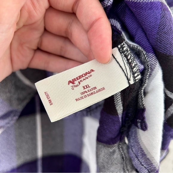 🦋 Arizona Jean Company Purple Flannel Boyfriend Fit Button Down XXL - Picture 3 of 6